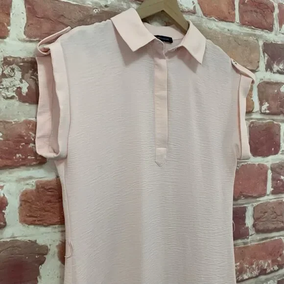 Tommy Hilfiger Dress Women's 2 Pink Crinkle Stretchy Casual Work Popover - Picture 5 of 9